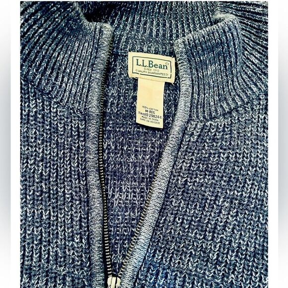 L.L. Bean sweater Front Zipper Heavy Knit Navy Blue winter Women’s M - Picture 6 of 7